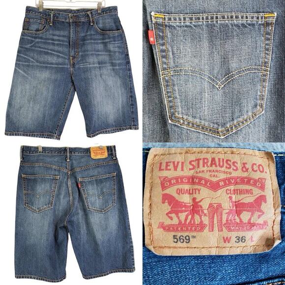 Levi’s Jean Shorts 569 Size 36 Men’s Denim Medium Wash 5-Pocket Jorts Denim - Picture 1 of 10